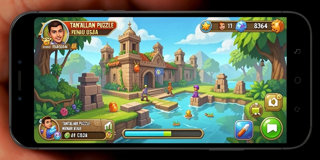 Screenshot gameplay 8364 menampilkan tantangan puzzle yang menarik dan berwarna.