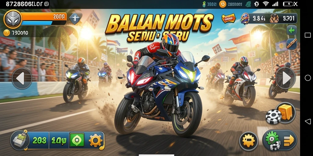 Gameplay balapan motor seru dan mendebarkan di 8728SLOTS.