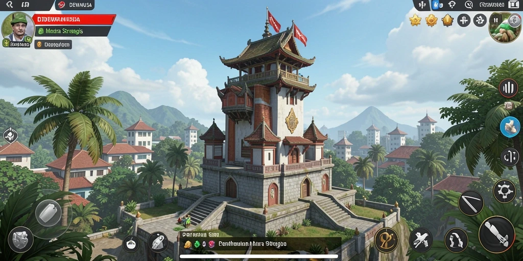 Gameplay seru DEWANUSA dengan menara pertahanan yang strategis.
