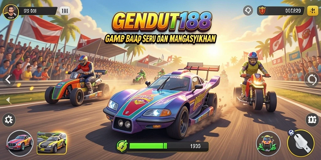 Tampilan gameplay balap yang seru di GENDUT188.