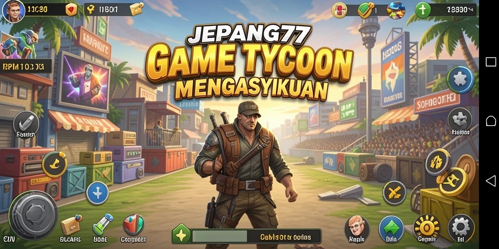Tampilan gameplay JEPANG77 yang menonjolkan elemen Tycoon.