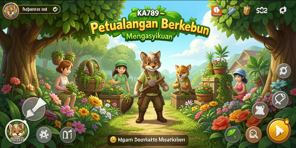 Screenshot gameplay menunjukkan petak pertanian yang rimbun dan penuh warna.