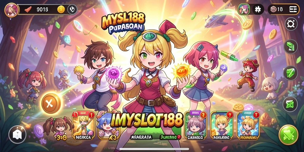 Tampilan gameplay seru dari MYSLOT188 dengan karakter anime favorit.