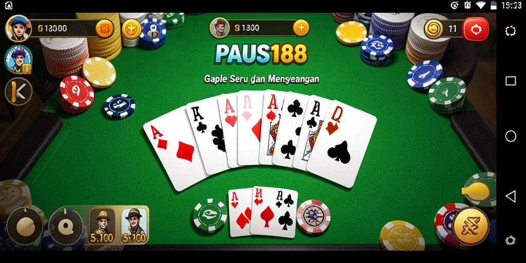 Screenshot utama PAUS188 menampilkan gameplay Gaple yang seru.