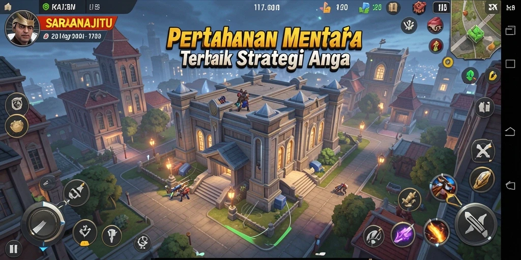 Tangkapan layar SARANAJITU menunjukkan aksi seru dalam pertahanan menara.