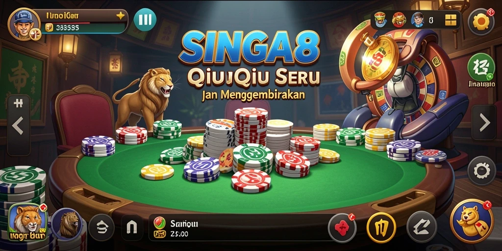 Menampilkan grafis menarik dari gameplay QiuQiu dalam SINGA8.